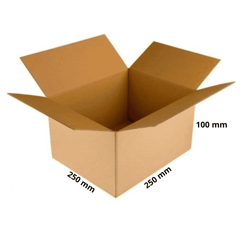 Karton klapowy 250×250×100 mm z tektury falistej — CartonCraft